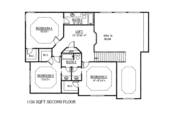 Floor Plan - Upper Floor for Traditional House Plan #437-49 - 4 bed, 3.5 bath