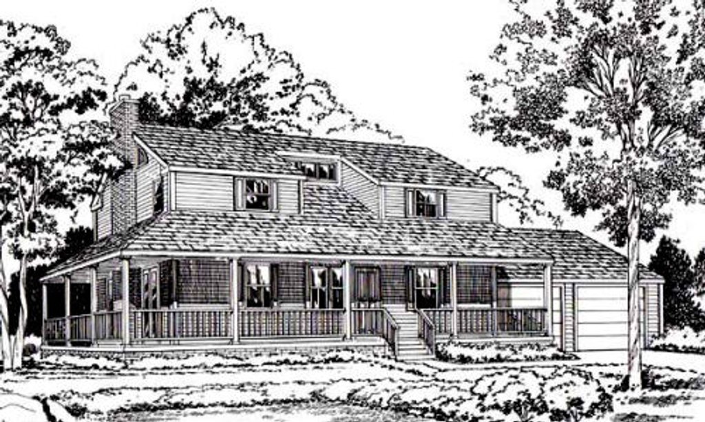 Exterior - Front Elevation 2 for Country House Plan #312-807 - 3 bed, 2.5 bath