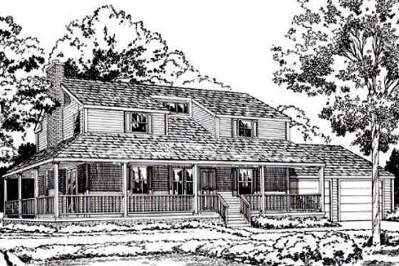 Exterior - Front Elevation for Country House Plan #312-807 - 3 bed, 2.5 bath