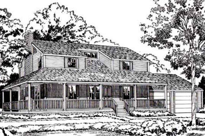 Exterior - Front Elevation 2 for Country House Plan #312-807 - 3 bed, 2.5 bath