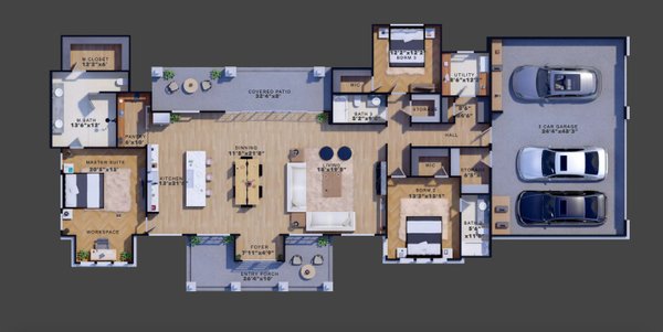 House Blueprint - Ranch Floor Plan - Main Floor Plan #1110-11