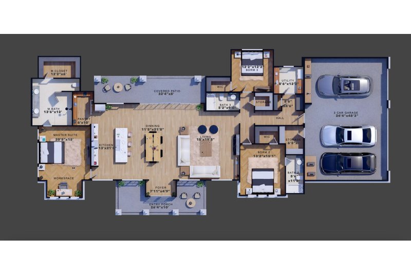 Home Plan - Floor Plan - Main Floor for Ranch House Plan #1110-11 - 3 bed, 3 bath