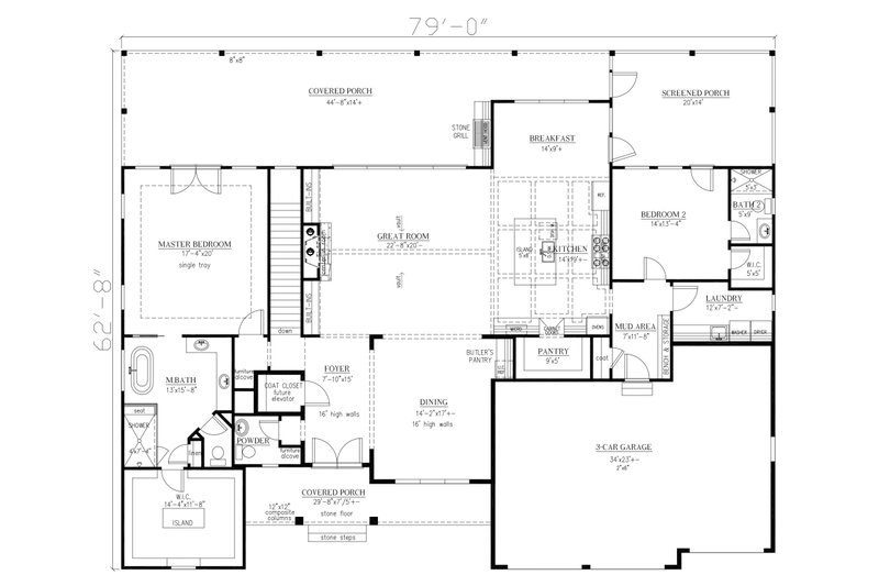 Architectural House Design - Floor Plan - Main Floor for Craftsman House Plan #437-142 - 4 bed, 4.5 bath