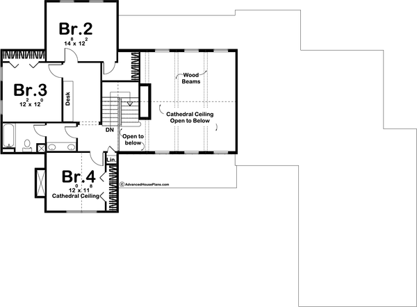 Architectural House Design - Farmhouse Floor Plan - Upper Floor Plan #455-305