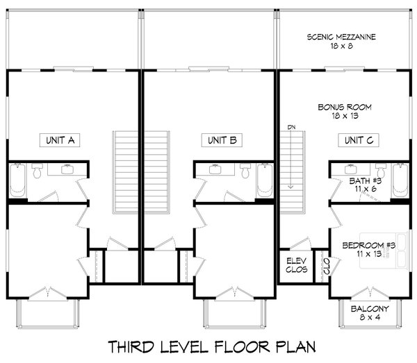 Modern Floor Plan - Upper Floor Plan #932-1164