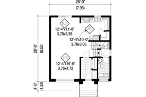 Floor Plan - Main Floor for Contemporary House Plan #25-4295 - 3 bed, 1 bath