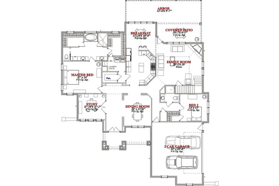 Floor Plan - Main Floor for European House Plan #63-347 - 4 bed, 3 bath