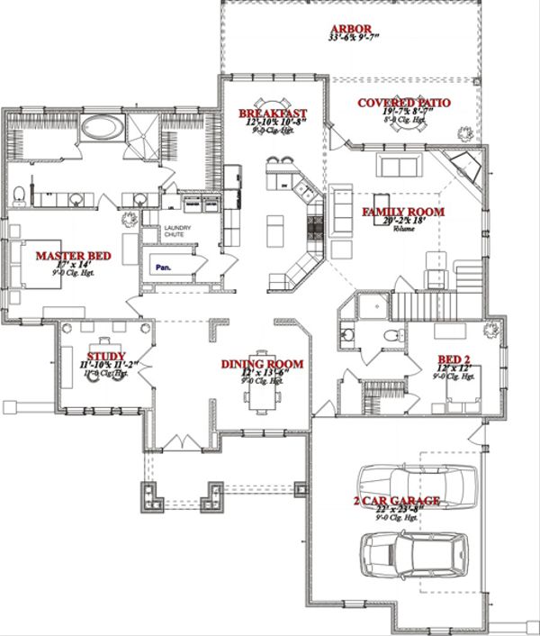House Plan Design - European Floor Plan - Main Floor Plan #63-347