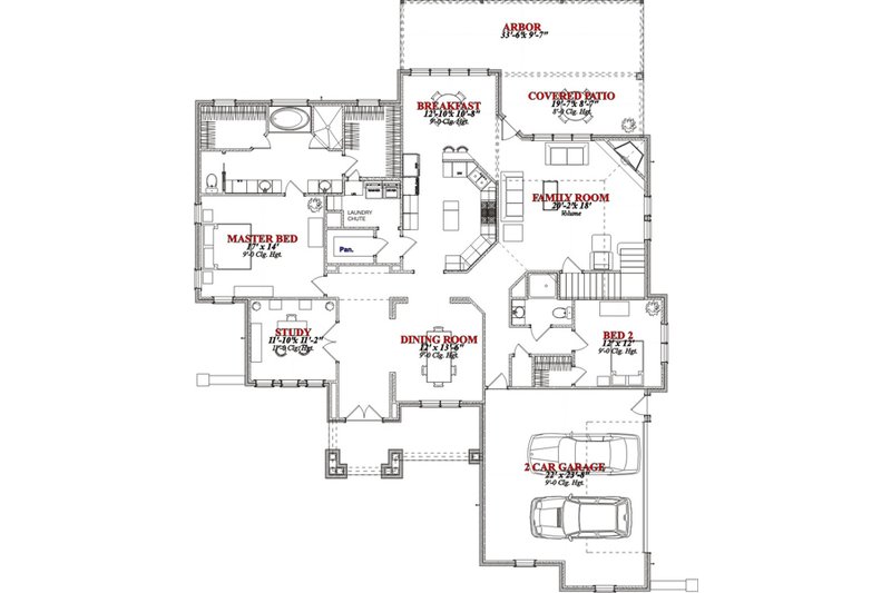 Home Plan - Floor Plan - Main Floor for European House Plan #63-347 - 4 bed, 3 bath