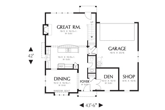 Floor Plan - Main Floor for European House Plan #48-557 - 3 bed, 2.5 bath