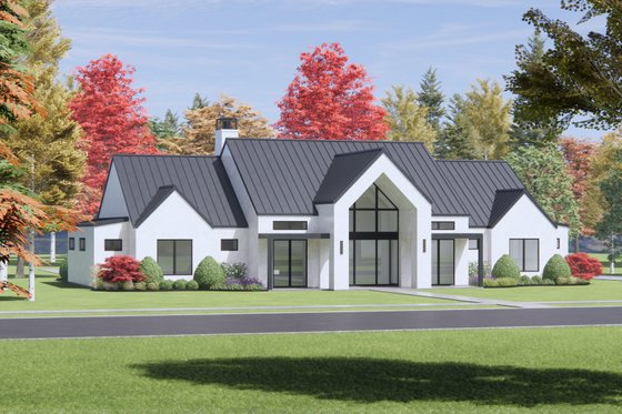 Exterior - Front Elevation 3 for Modern House Plan #1096-35 - 4 bed, 4.5 bath