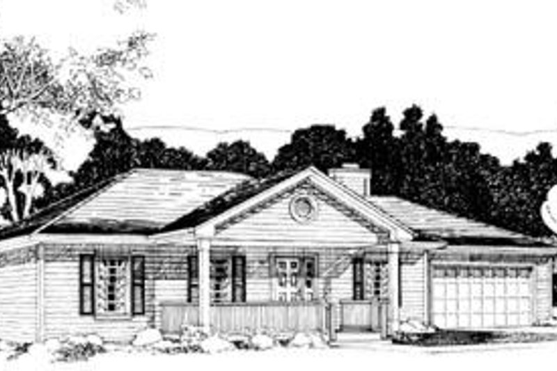 House Blueprint - Exterior - Front Elevation 3 for Ranch House Plan #57-113 - 3 bed, 2 bath
