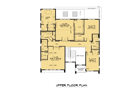 Floor Plan - Upper Floor for Contemporary House Plan #1066-173 - 5 bed, 4.5 bath