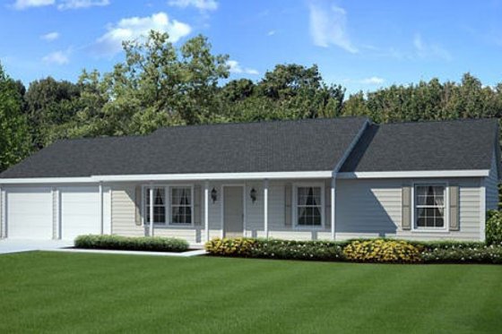 Exterior - Front Elevation for Ranch House Plan #312-357 - 4 bed, 2 bath