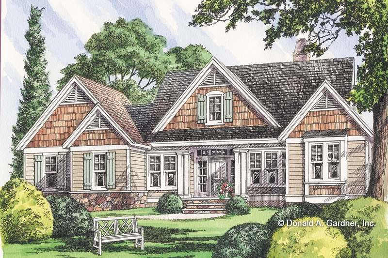 House Blueprint - Craftsman Exterior - Front Elevation Plan #929-702