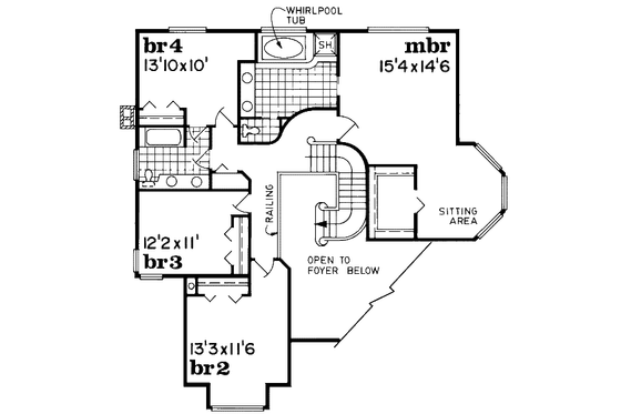 Floor Plan - Upper Floor for Traditional House Plan #47-556 - 4 bed, 3 bath