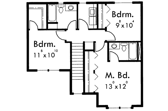 Floor Plan - Upper Floor for Traditional House Plan #303-403 - 3 bed, 2.5 bath