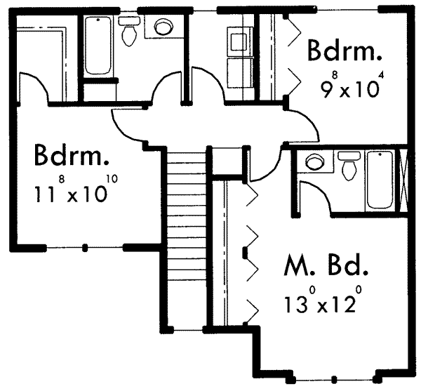 Traditional Floor Plan - Upper Floor Plan #303-403