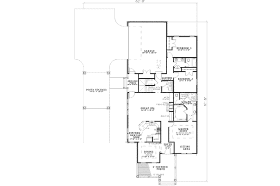Floor Plan - Main Floor for Country House Plan #17-2112 - 3 bed, 2 bath