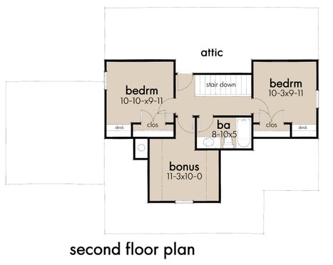Floor Plan - Upper Floor 1 for Cottage House Plan #120-273 - 3 bed, 2 bath