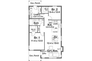 Floor Plan - Main Floor for Cottage House Plan #126-269 - 2 bed, 1 bath