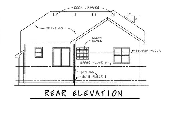 Exterior - Rear Elevation for Traditional House Plan #20-1786 - 3 bed, 3 bath