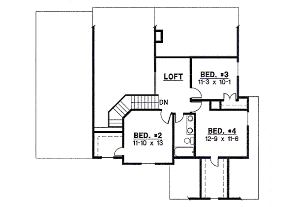 Traditional Floor Plan - Upper Floor Plan #67-814
