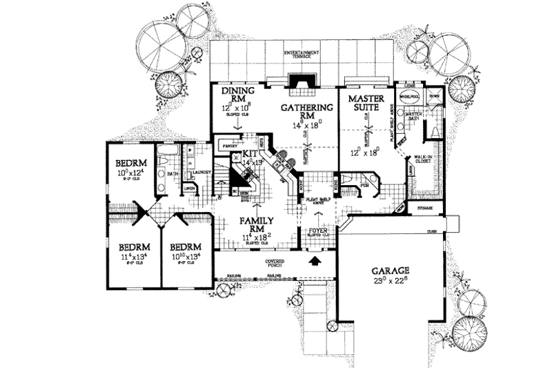 Home Plan - Floor Plan - Main Floor for Ranch House Plan #72-218 - 4 bed, 2.5 bath