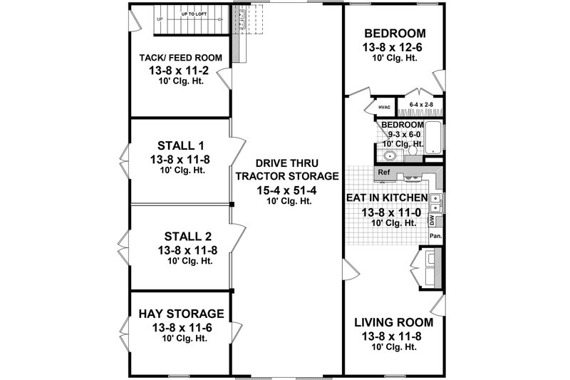 Dream House Plan - Floor Plan - Main Floor for Barndominium House Plan #21-389 - 1 bed, 1 bath