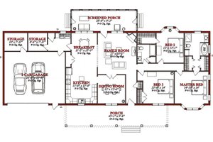 Floor Plan - Main Floor for Country House Plan #63-289 - 3 bed, 2 bath