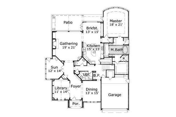 Floor Plan - Main Floor for European House Plan #411-614 - 3 bed, 3.5 bath