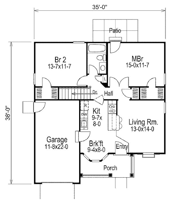 House Design - Cottage Floor Plan - Main Floor Plan #57-314