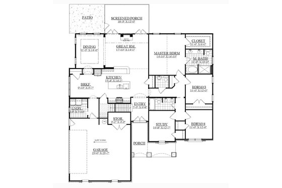 Floor Plan - Main Floor for Traditional House Plan #1071-15 - 3 bed, 3.5 bath