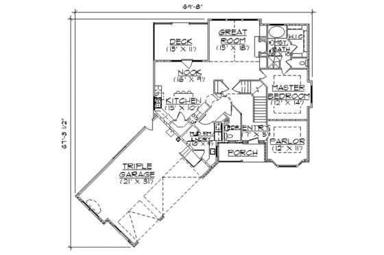 Floor Plan - Main Floor for Country House Plan #5-181 - 6 bed, 4 bath