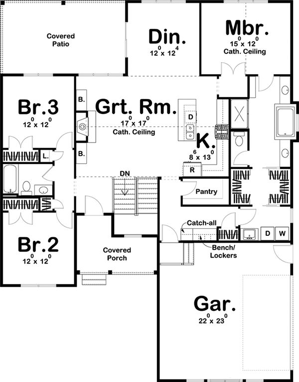 Farmhouse Style House Plan - 3 Beds 2 Baths 1797 Sq/Ft Plan #455-216 ...