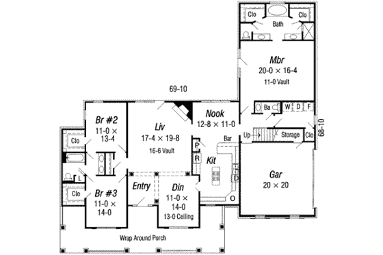 Floor Plan - Main Floor for Southern House Plan #329-129 - 3 bed, 2.5 bath