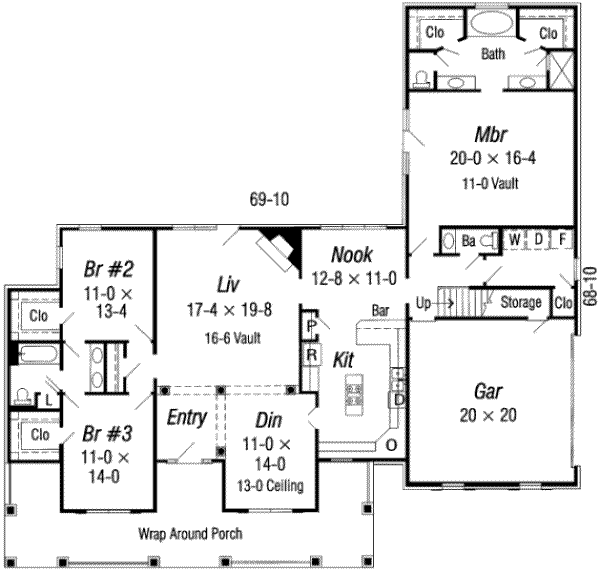 Southern Floor Plan - Main Floor Plan #329-129