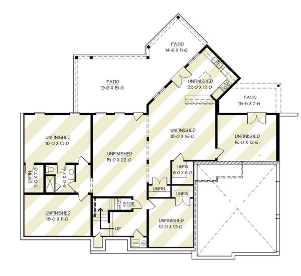 Architectural House Design - Farmhouse Floor Plan - Lower Floor Plan #119-459