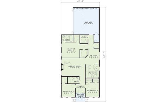Floor Plan - Main Floor for Southern House Plan #17-439 - 3 bed, 2 bath