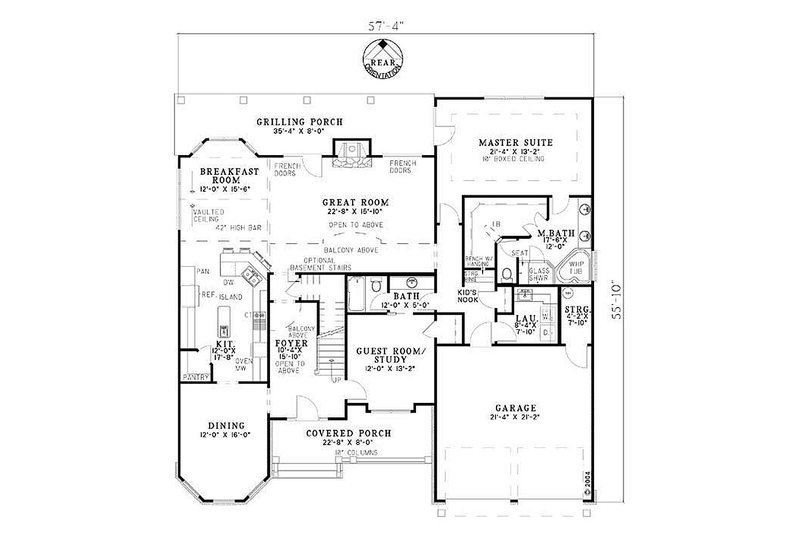 Dream House Plan - Floor Plan - Main Floor for Country House Plan #17-1169 - 4 bed, 3 bath
