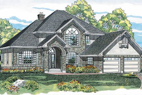 Exterior - Front Elevation for European House Plan #47-272 - 4 bed, 2.5 bath