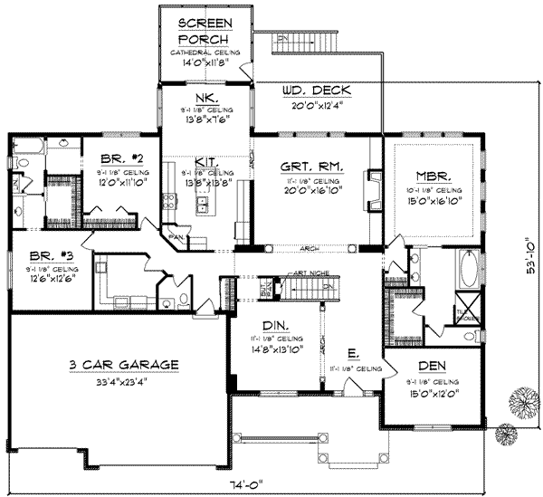Farmhouse Floor Plan - Main Floor Plan #70-629