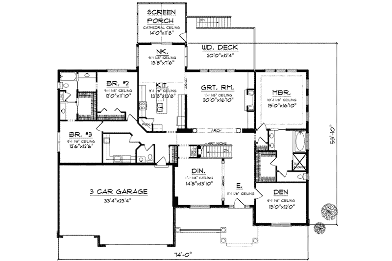 Home Plan - Floor Plan - Main Floor for Farmhouse House Plan #70-629 - 3 bed, 2.5 bath
