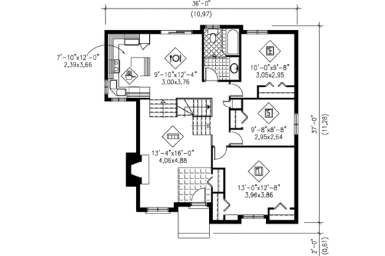 Floor Plan - Main Floor House Plan #25-4242 - 4 bed, 2 bath
