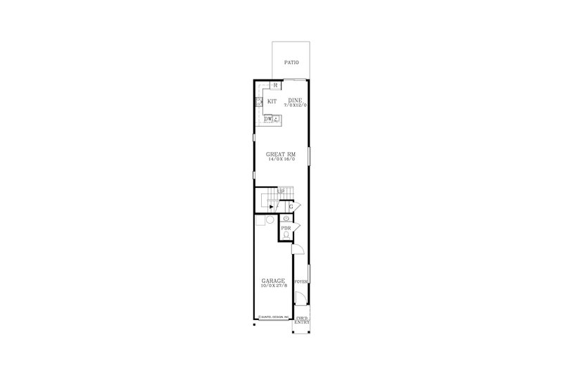 House Blueprint - Floor Plan - Main Floor for Prairie House Plan #53-760 - 3 bed, 2.5 bath