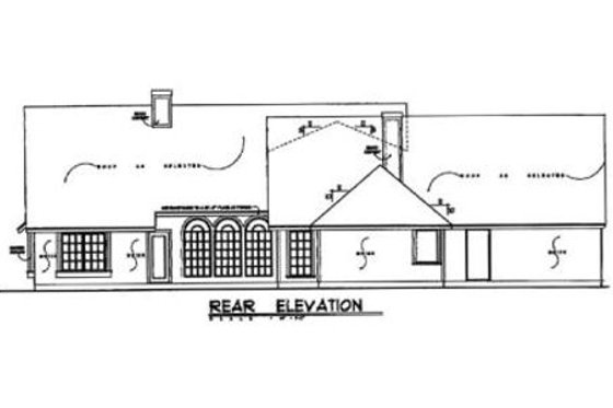 Exterior - Rear Elevation for Ranch House Plan #40-132 - 4 bed, 2.5 bath