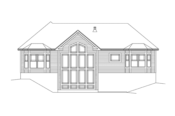 Exterior - Rear Elevation for Ranch House Plan #57-615 - 3 bed, 2 bath