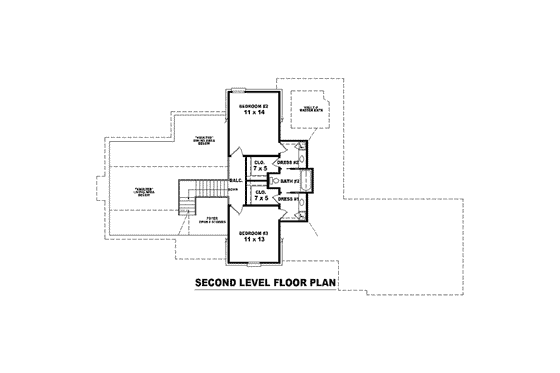 Floor Plan - Upper Floor for European House Plan #81-1484 - 3 bed, 2.5 bath