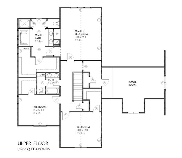 Traditional Floor Plan - Upper Floor Plan #901-52