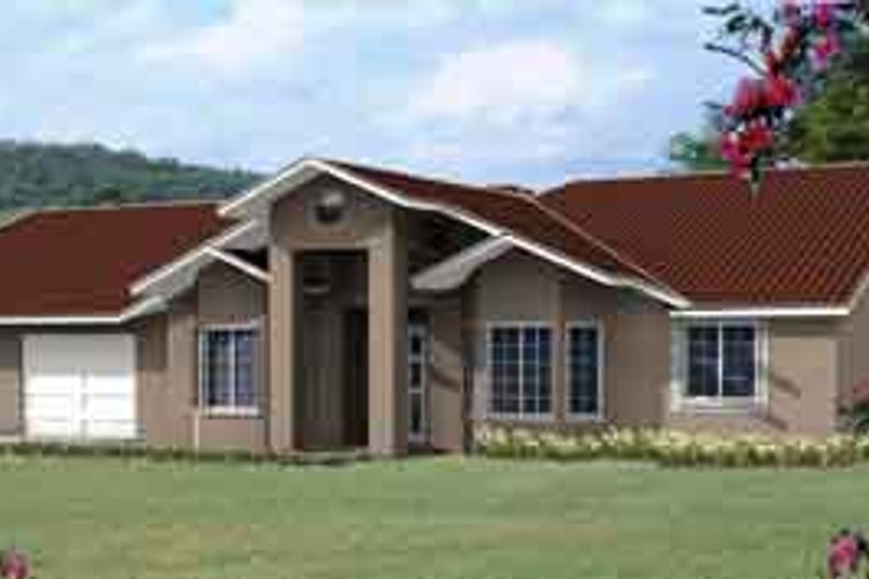 Architectural House Design - Adobe / Southwestern Exterior - Front Elevation Plan #1-483